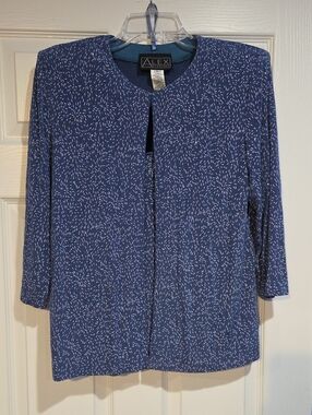 Alex Evenings Blue Printed Open-Front Women's Top